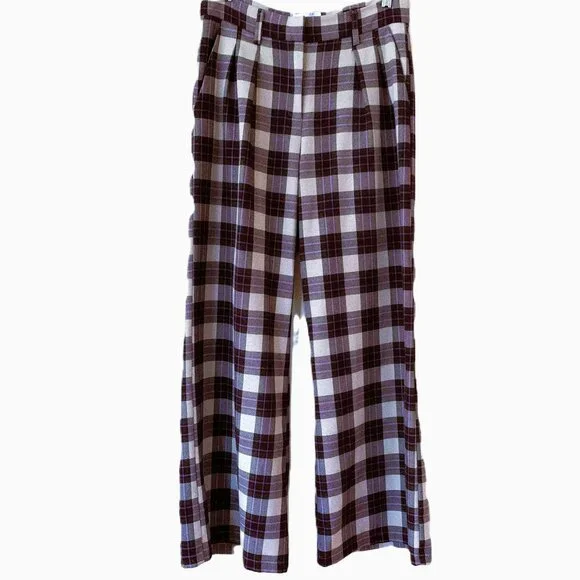 ASOS Plaid Pants Wide Leg Size 6 - Picture 1 of 8